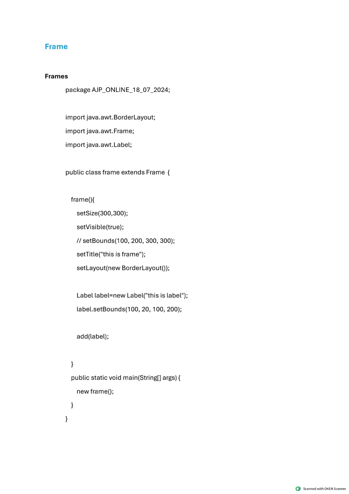 AJP Frame 18: Java GUI Components & Layouts Notes - Studocu