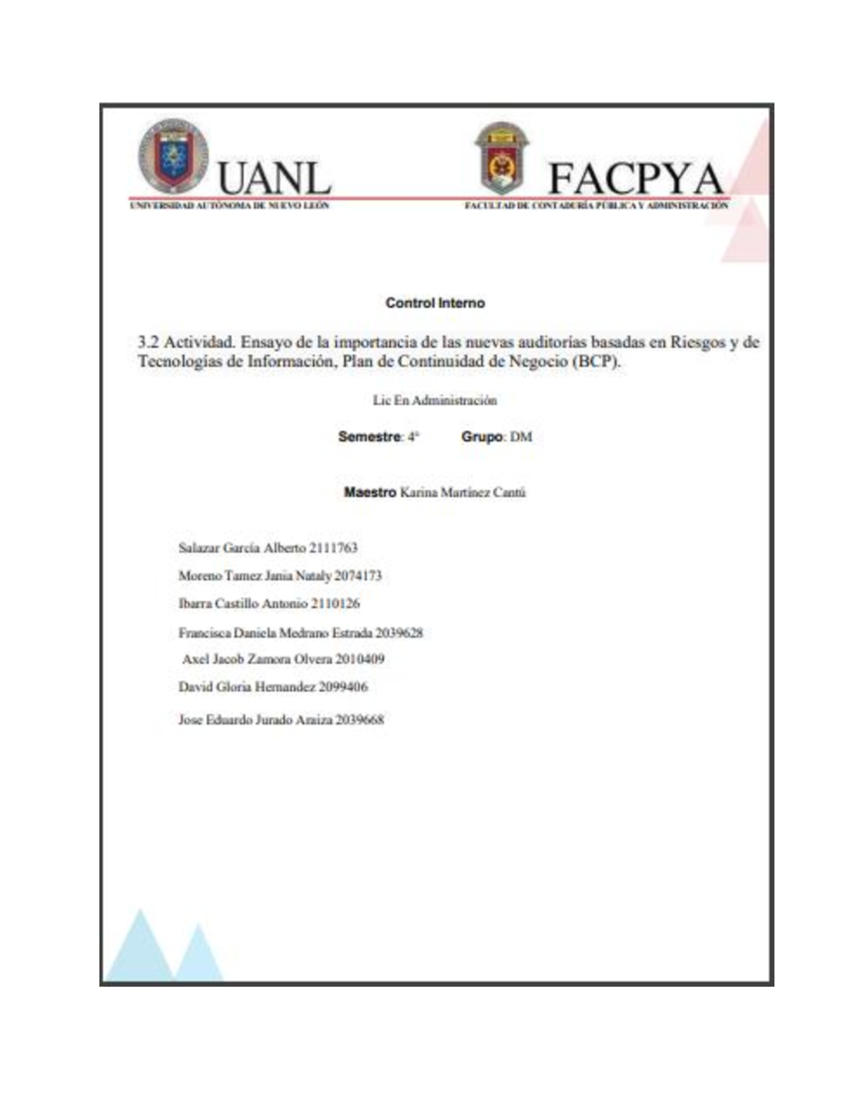 Act3.2 Auditoría Basada en Riesgos y Plan de Continuidad del Negocio ...