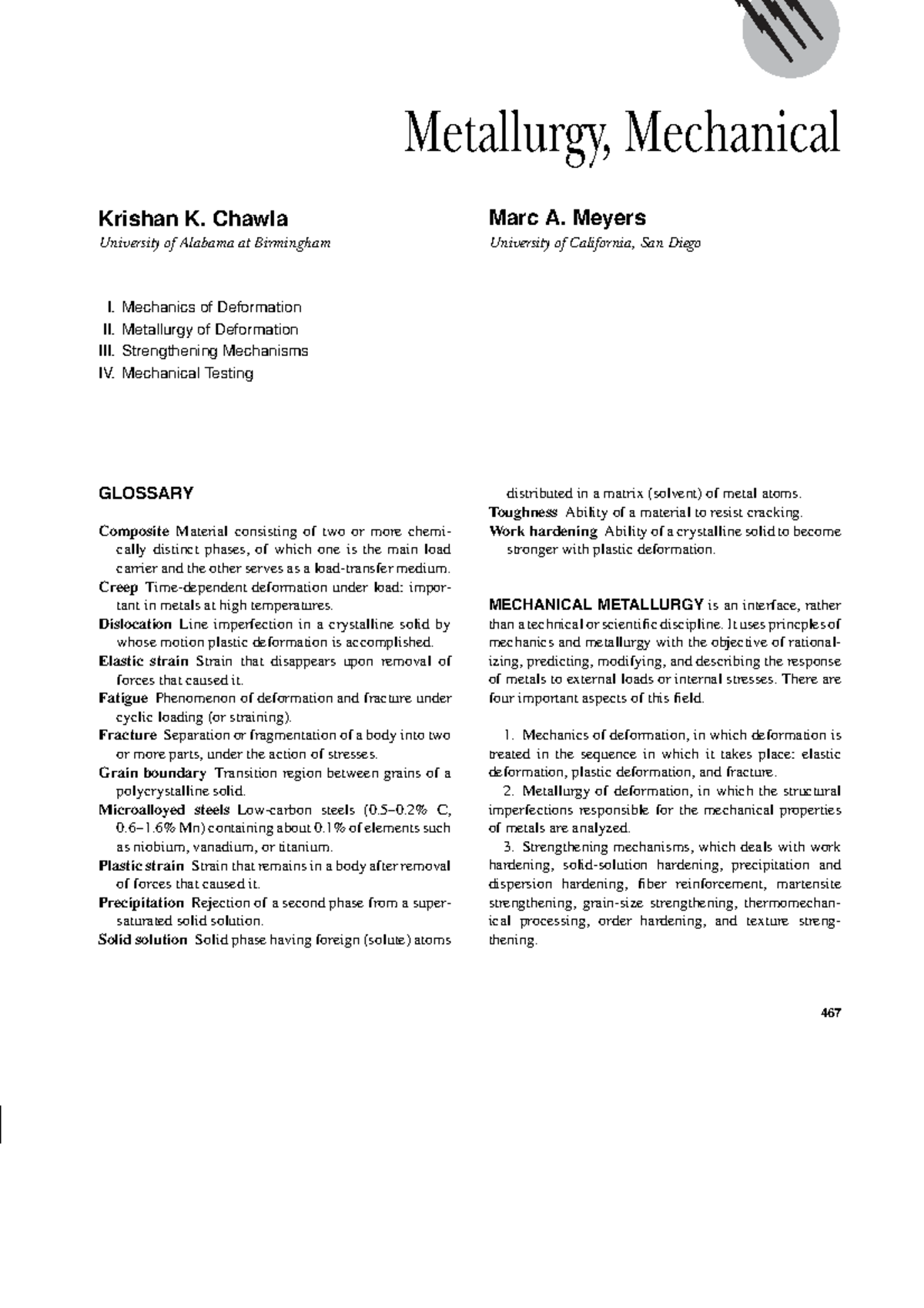 ME 467: Mechanical Metallurgy Overview and Key Concepts - Studocu