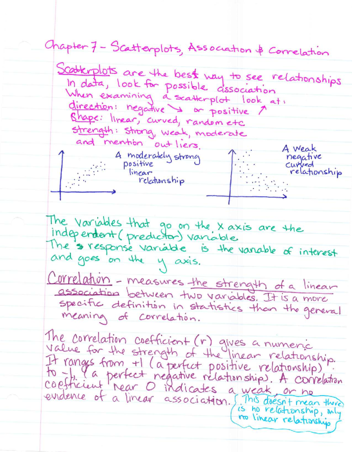 Ch 7 Correlation Notes - Key Concepts and Relationships - Studocu