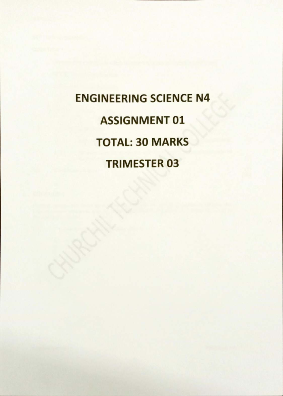 ENG SCIENCE N4 ASSIGNMENT 01 - TRIMESTER 03 QUESTIONS & ANSWERS - Studocu