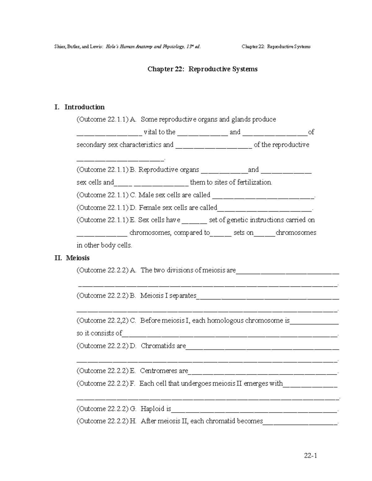 Ch22 Study Outline: Reproductive Systems in Human Anatomy & Physiology ...