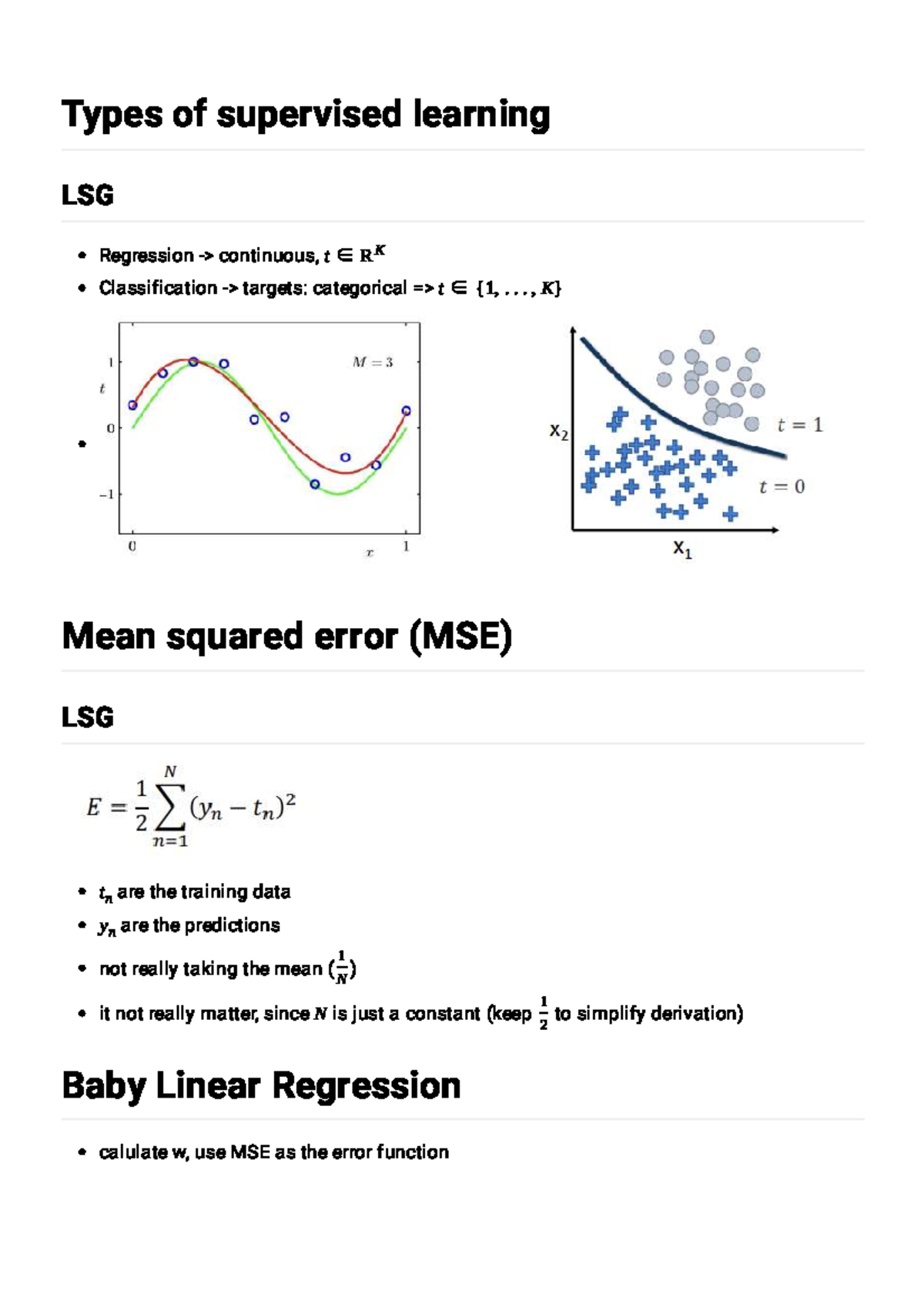 Types of Supervised Learning: Regression & Classification (LSG) - Studocu