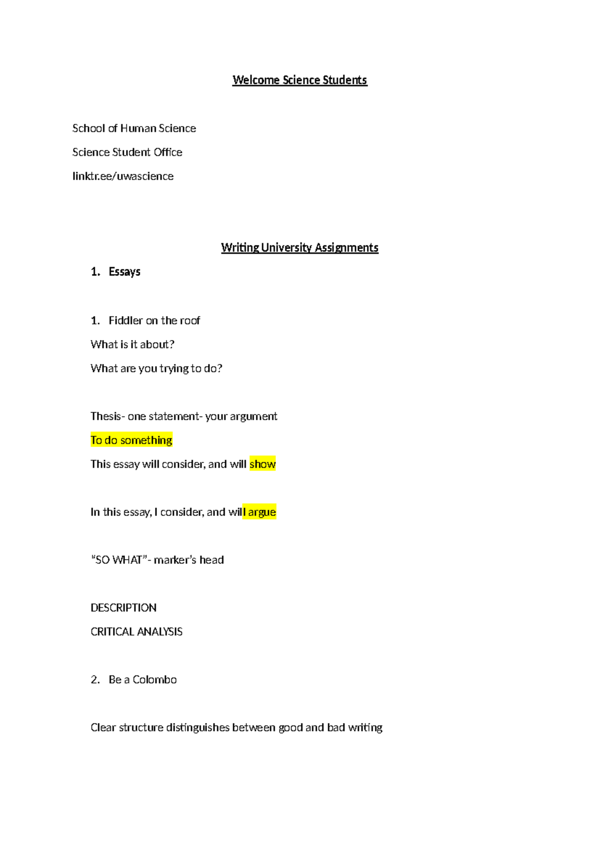 Welcome Science Students Notes into to Chem 1101 - Welcome Science ...