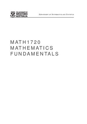 MATH1722 Mathematics Foundations: Specialist I Test 2 Solutions - Studocu