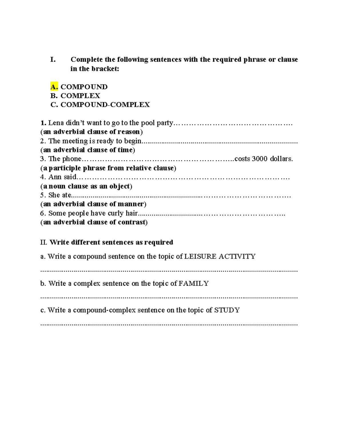 GKY - Sentence Completion & Writing Practice for Grammar Skills - Studocu