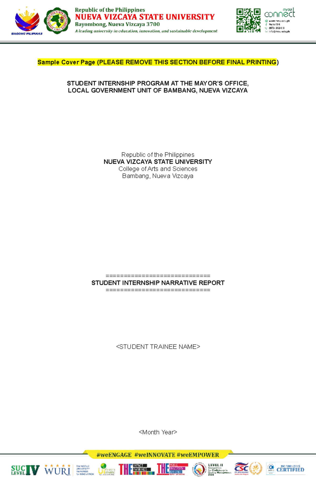 Internship Narrative Report - BS in Public Administration (Internship ...