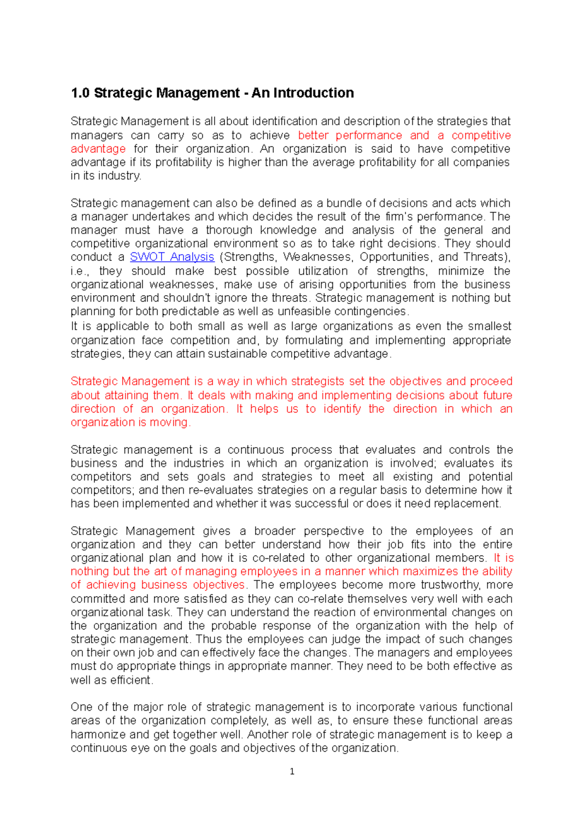 Strategic Management: Comprehensive Module Overview and Key Concepts ...