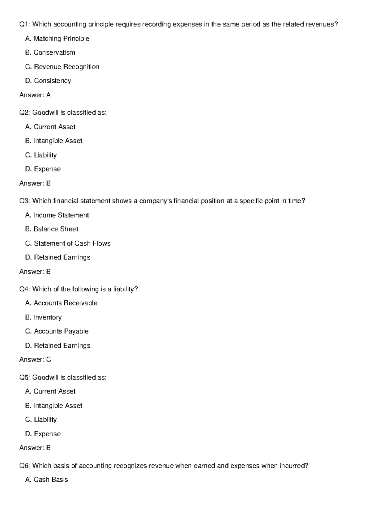 ACC 101: Accounting Quiz Set 1 - Questions & Answers - Studocu