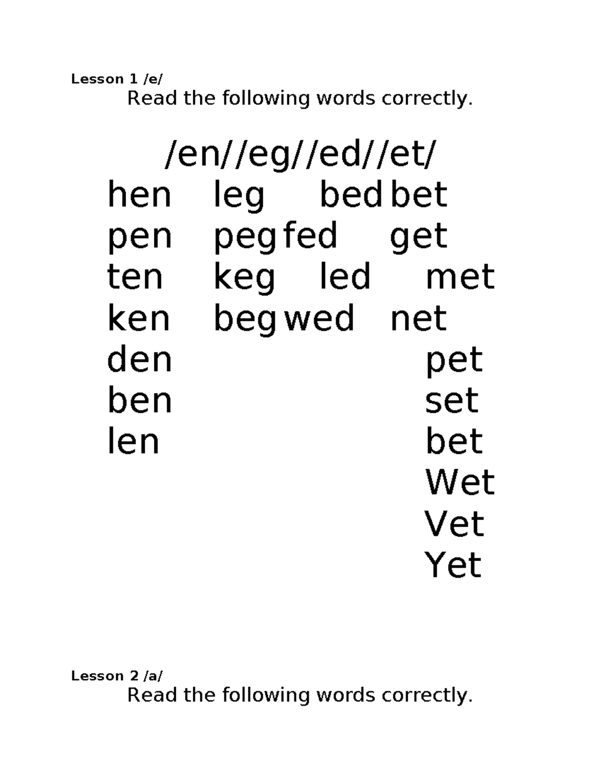 Lesson 1-5: Word Reading Practice - Fuller Approach - Studocu