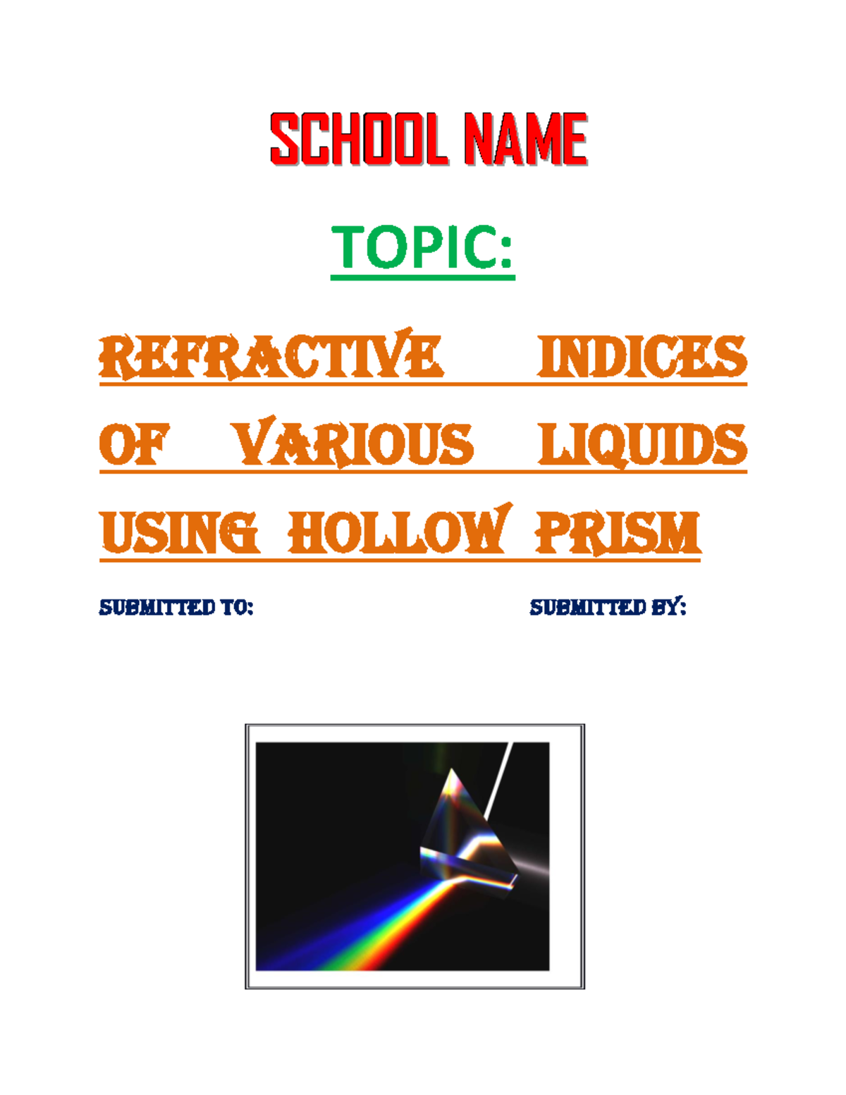 Refractive Indices of Various Liquids Using Hollow Prism - scac - Studocu