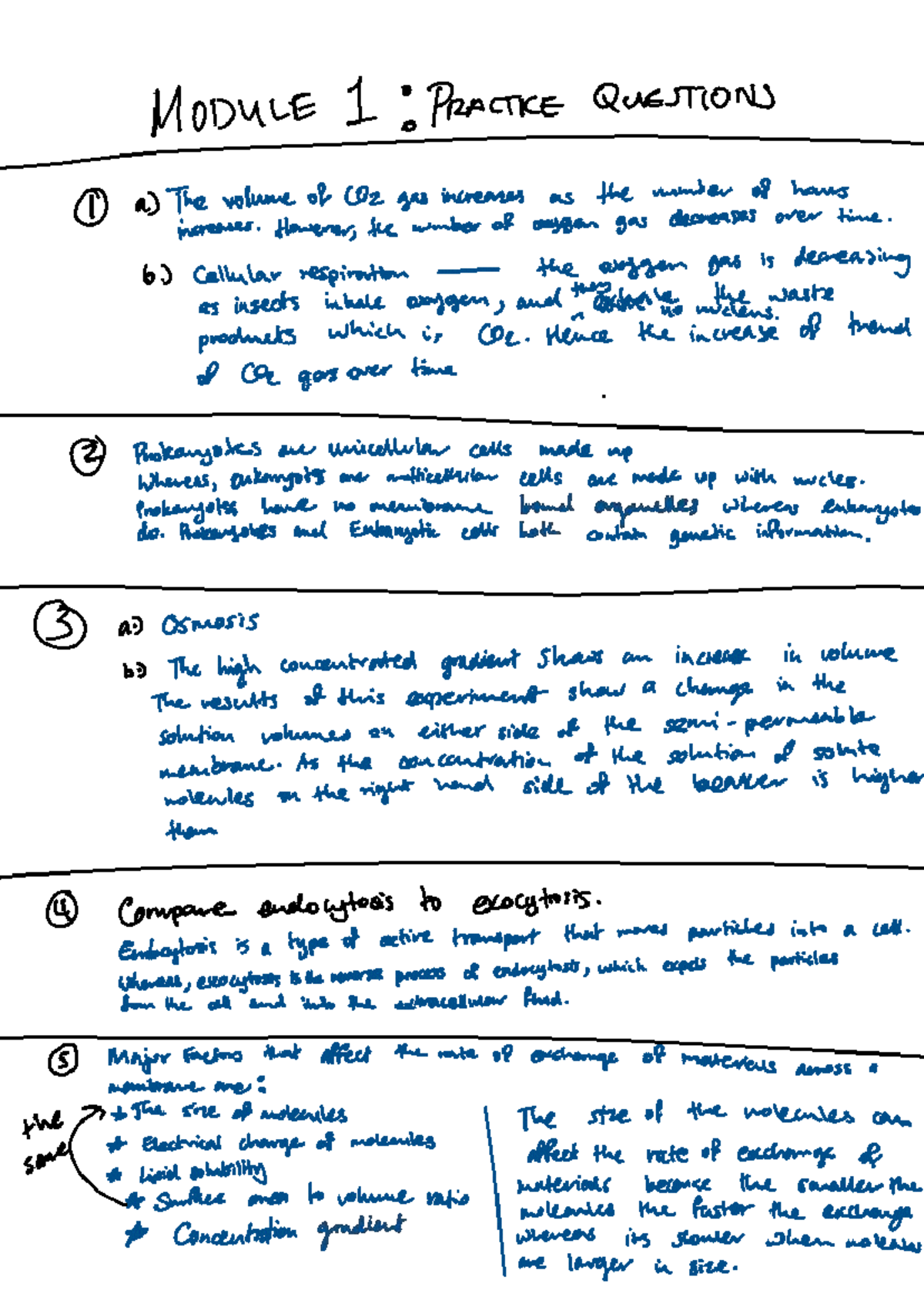 Bio Module 1 Practice Questions and Key Concepts - Studocu
