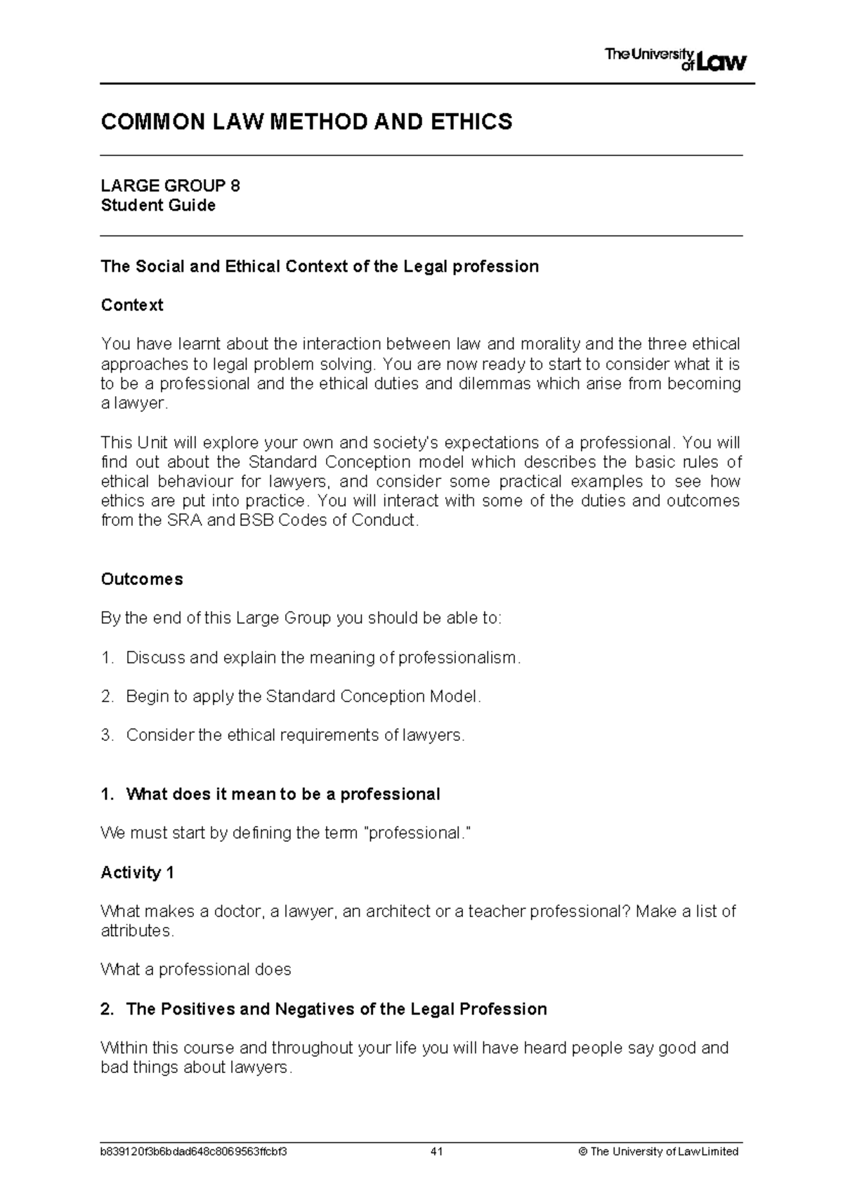 2223 clme lg08 ce01 student guide - COMMON LAW METHOD AND ETHICS LARGE ...