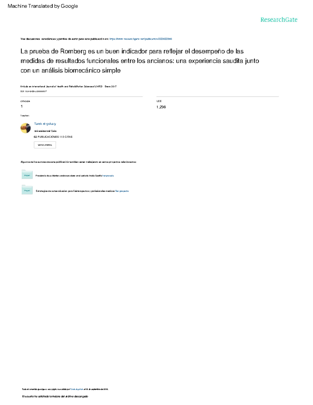 Romberg test is a good indicator to reflect the pe - LEE El usuario ha ...