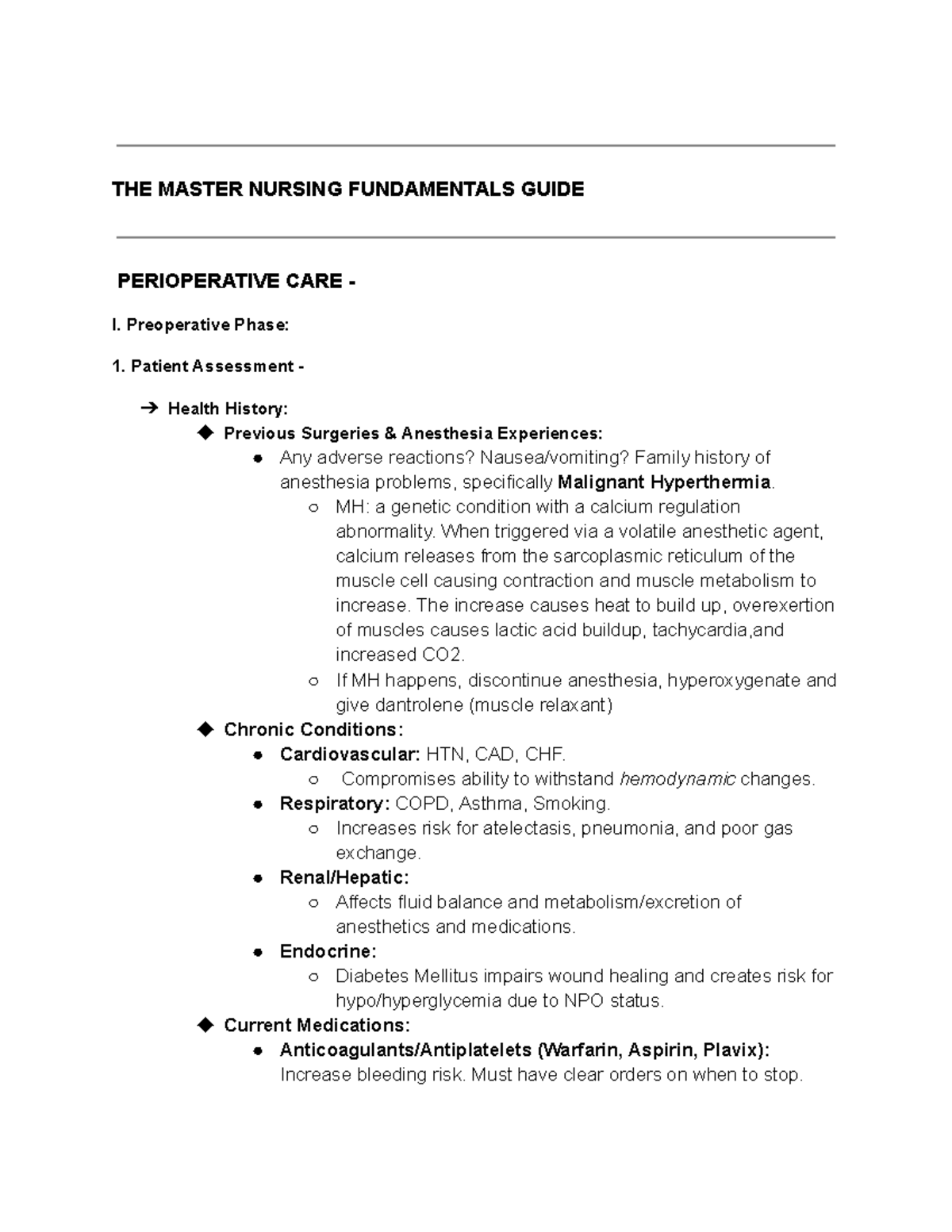 Final Exam Study Guide for Nursing Fundamentals: Perioperative Care ...