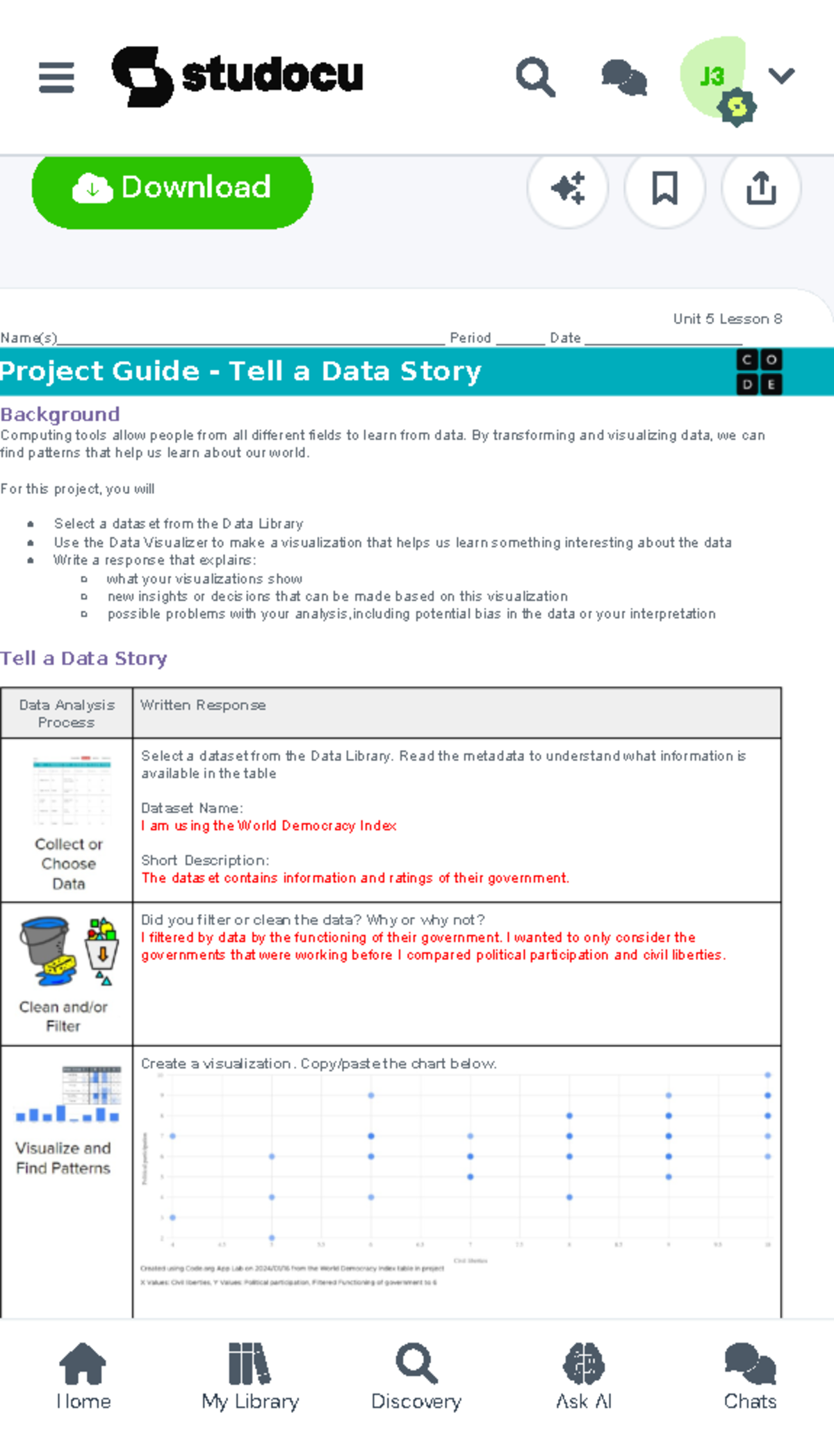 Data Storytelling Project Guide - CS Principles 1 - Unit 5 Lesson 8 ...