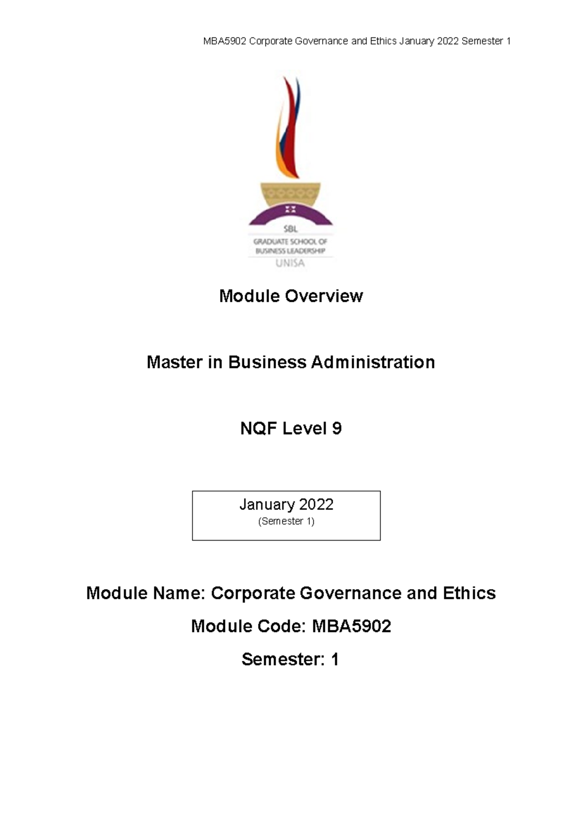 MBA5902 Module Overview - Module Overview Master in Business ...
