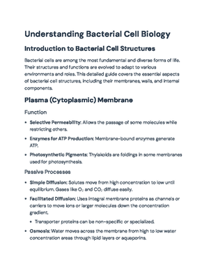 Bacterial Cell Structure and Function Overview (Course Code: BIOL101 ...