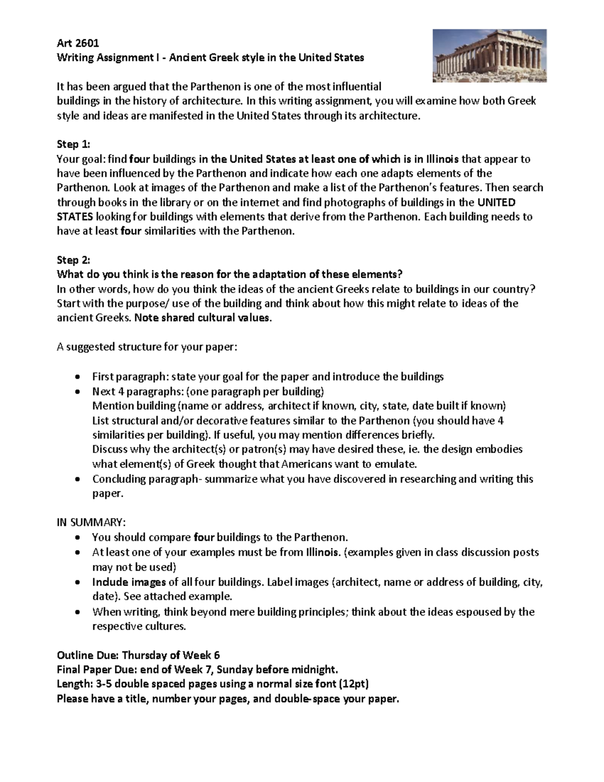 Parthenon and its influences - Art 2601 Writing Assignment I - Ancient ...
