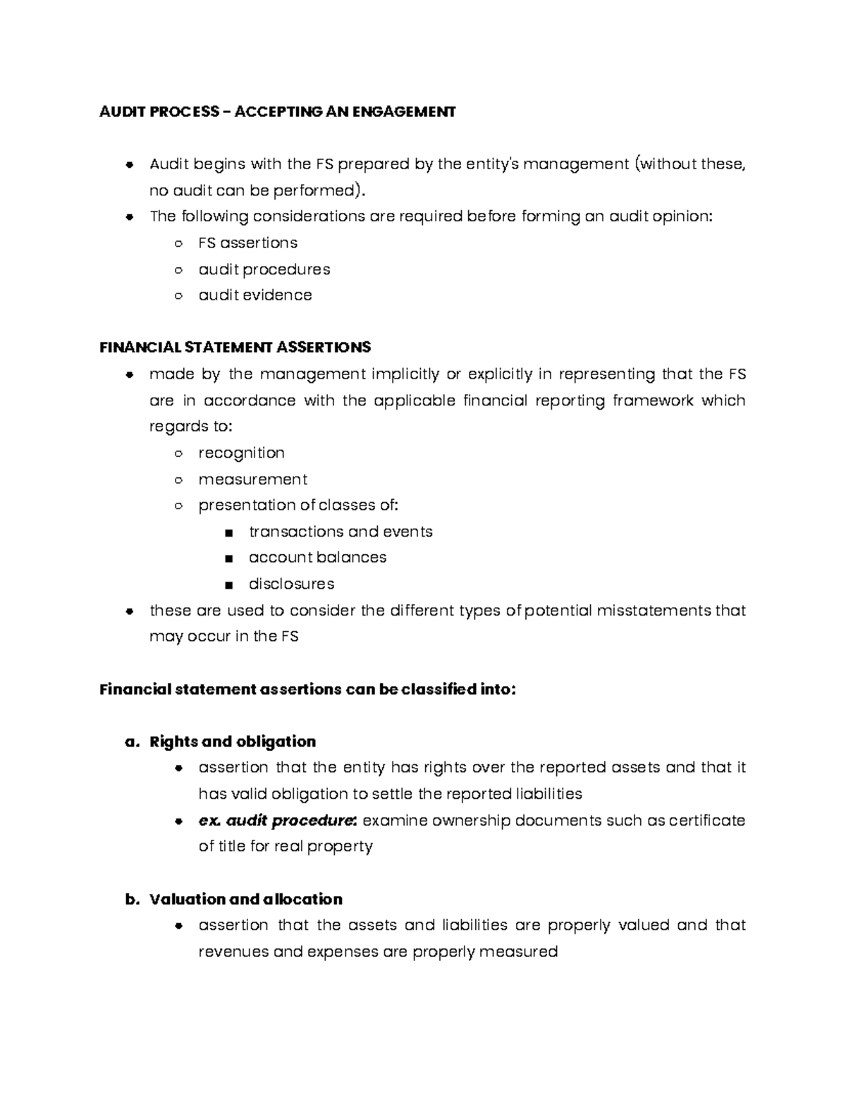 Chapter 4 - Audit Process and Engagement Acceptance (AUDIT THEO) - Studocu