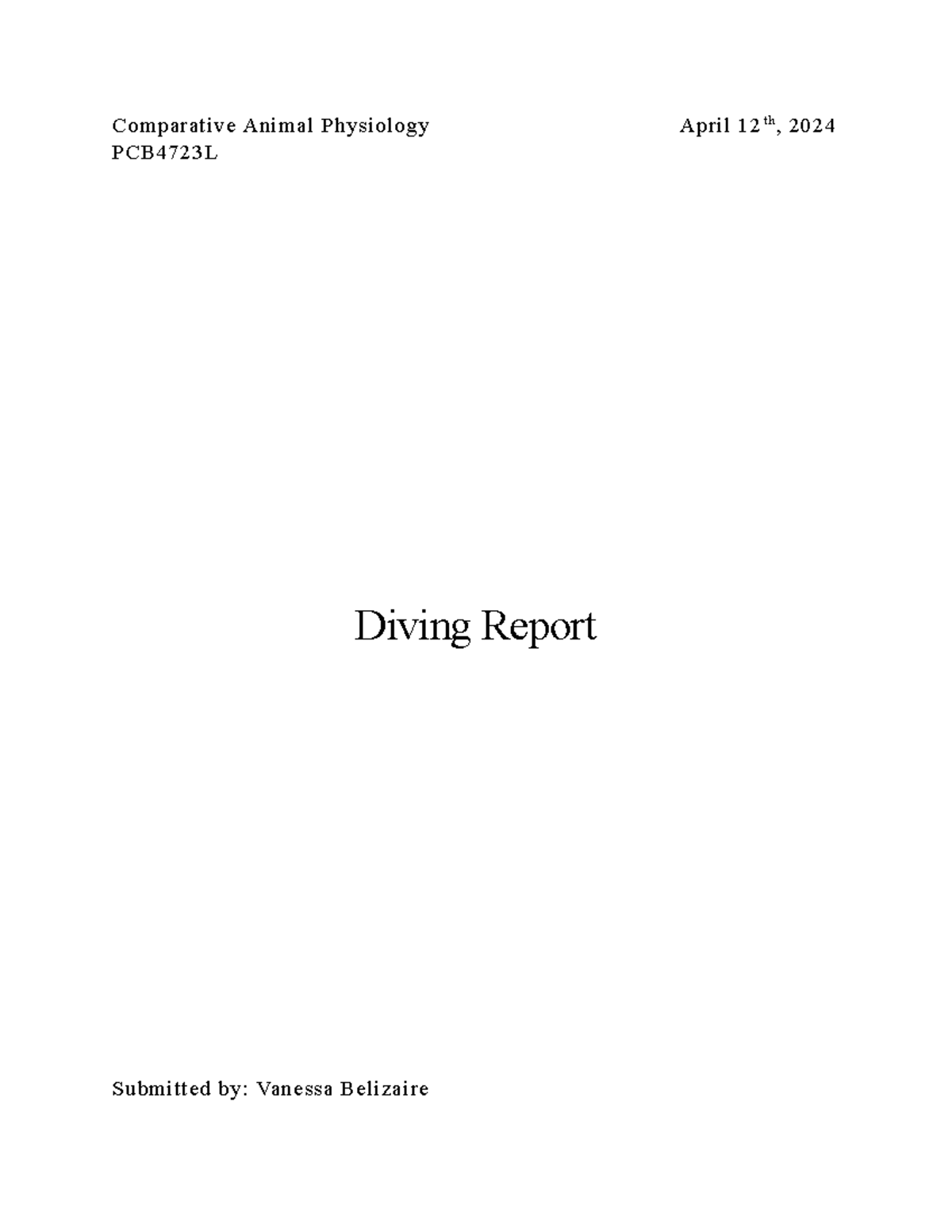 Diving Report: Heart Rate Changes During Cold Water Exposure - PCB4723L ...