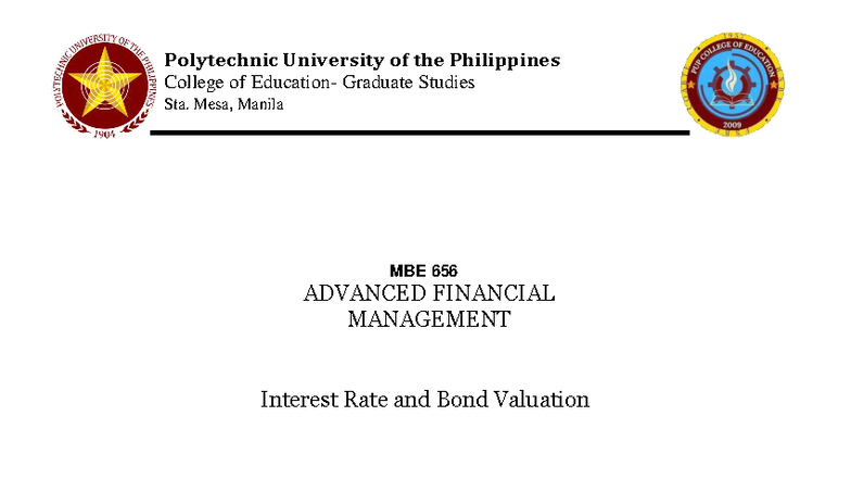 MBE 656 Final Exam Notes: Interest Rate & Bond Valuation Concepts - Studocu