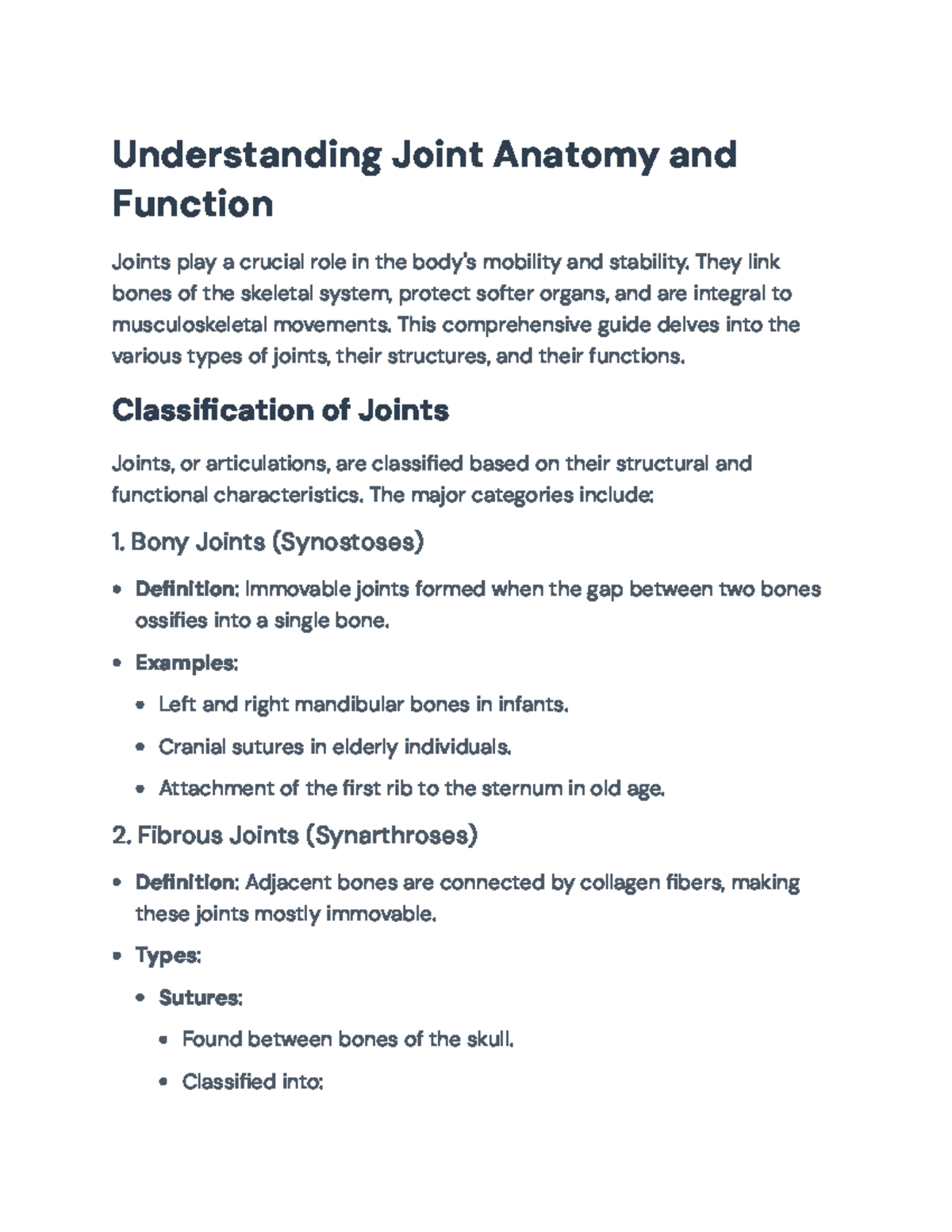 Course SKE 201: Joint Anatomy and Function Study Guide - Studocu