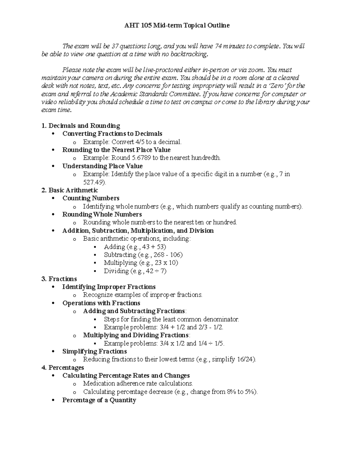 AHT 105 Mid-Term Exam Study Guide: Key Topics & Concepts - Studocu