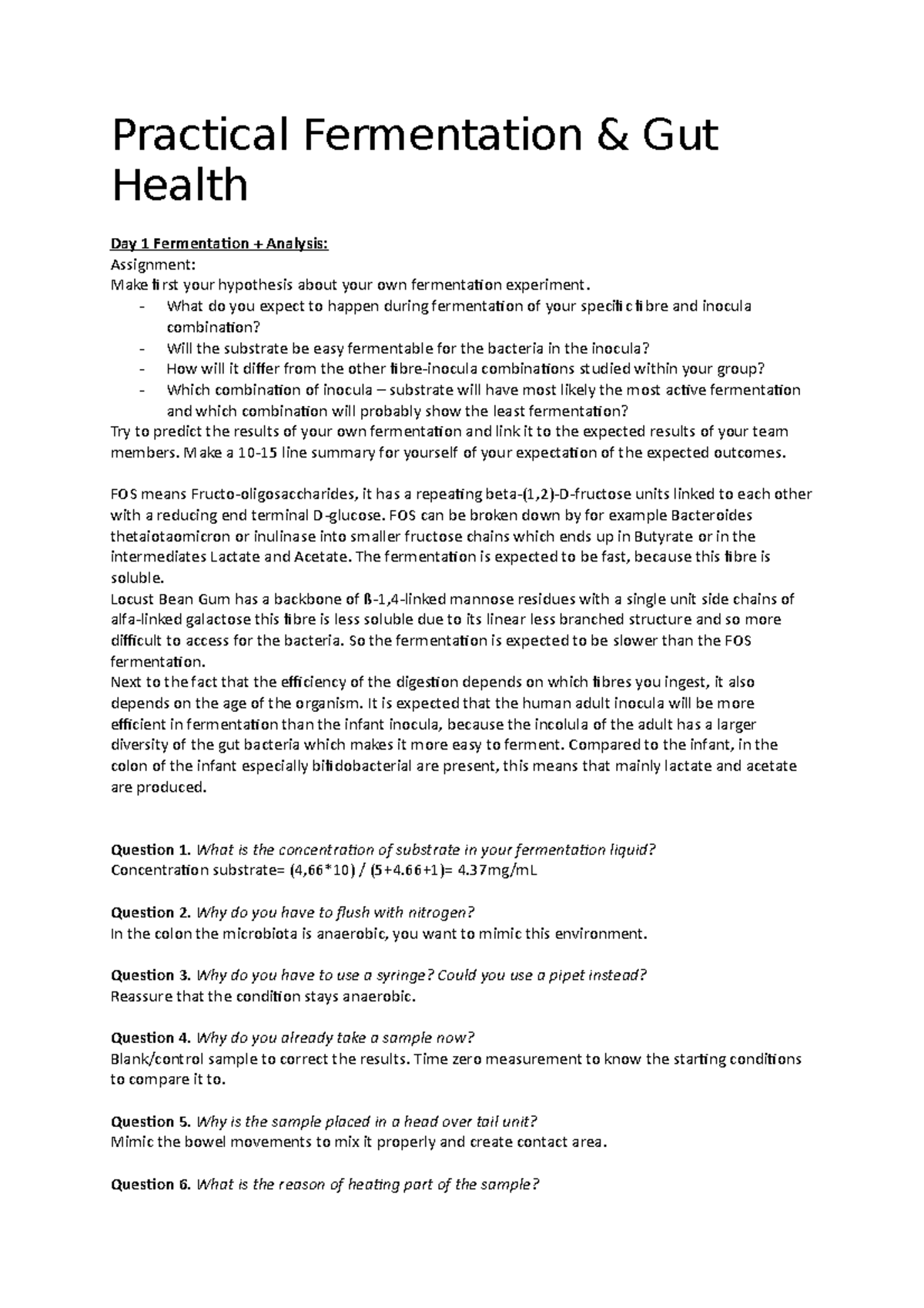 Online Practical Fermentation Study - Day 1 Analysis and Insights ...
