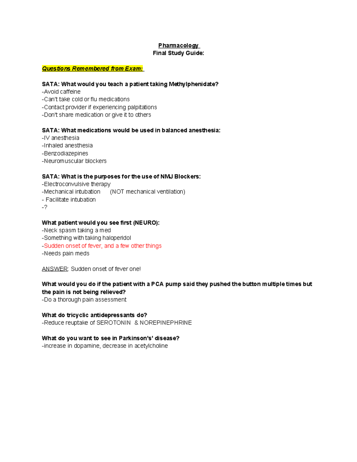 Pharmacology (PHM 101) Final Exam Study Guide & Key Concepts - Studocu