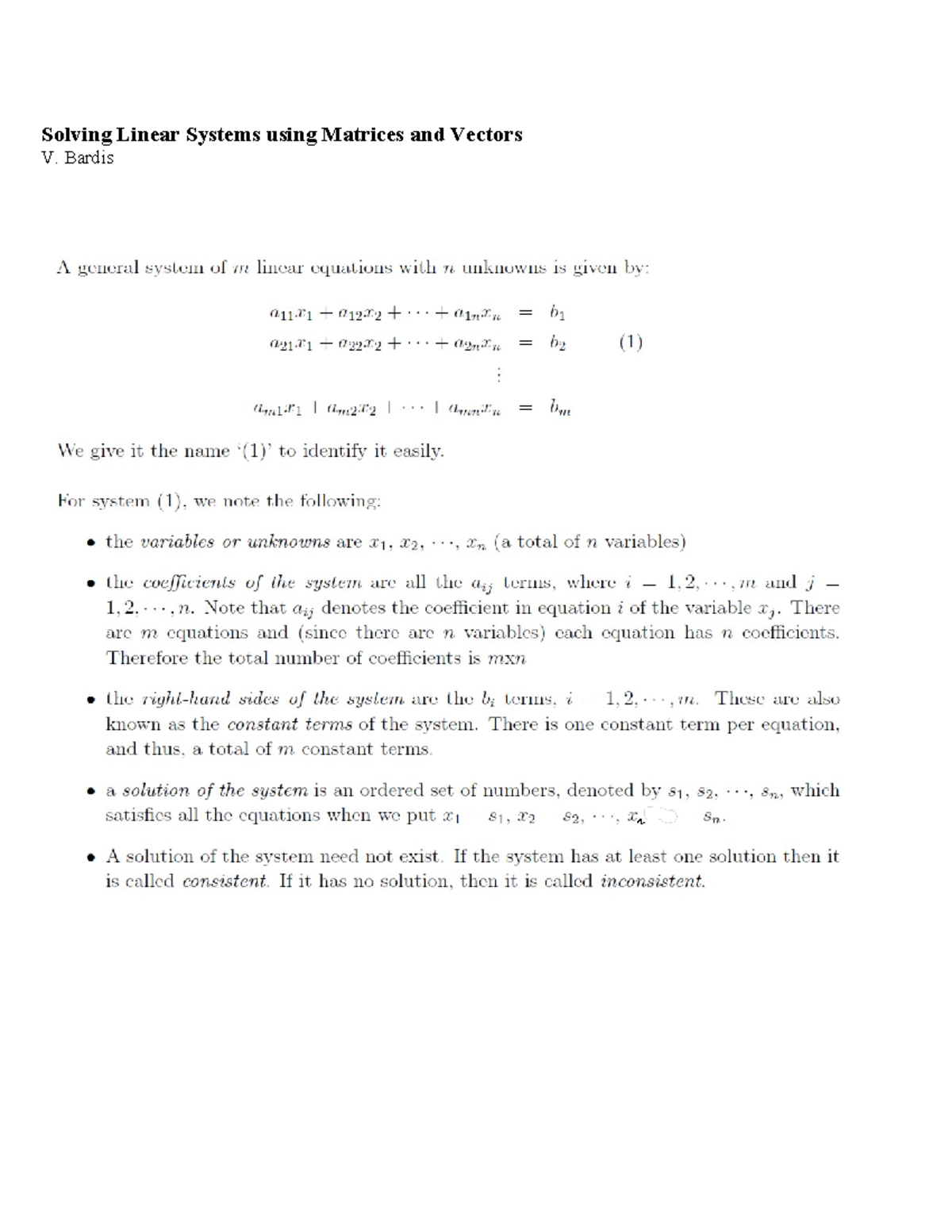 Linear Algebra: Solving Linear Systems with Matrices and Vectors - Studocu