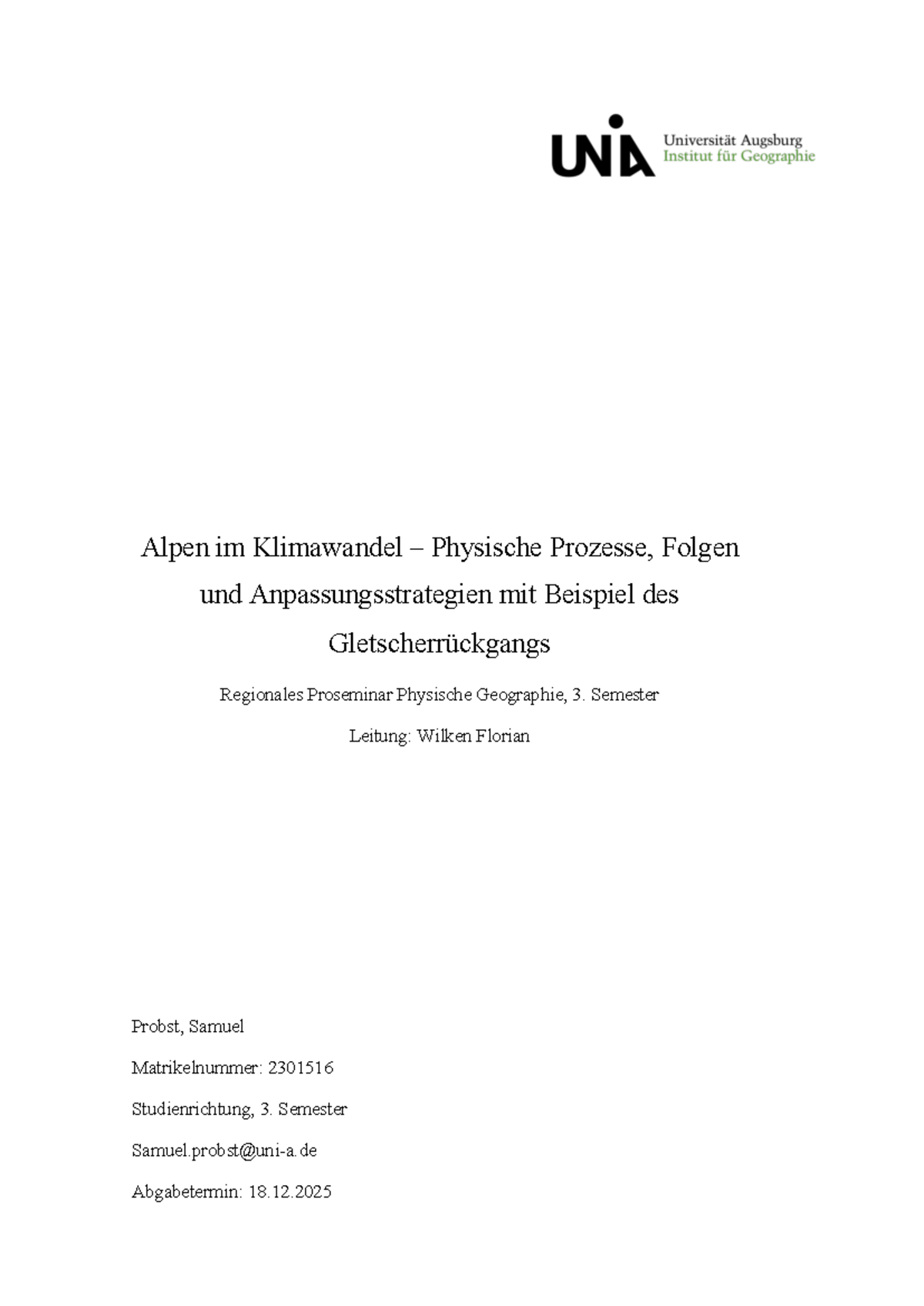 Klimawandel in den Alpen: Gletscherrückgang und Anpassungsstrategien ...