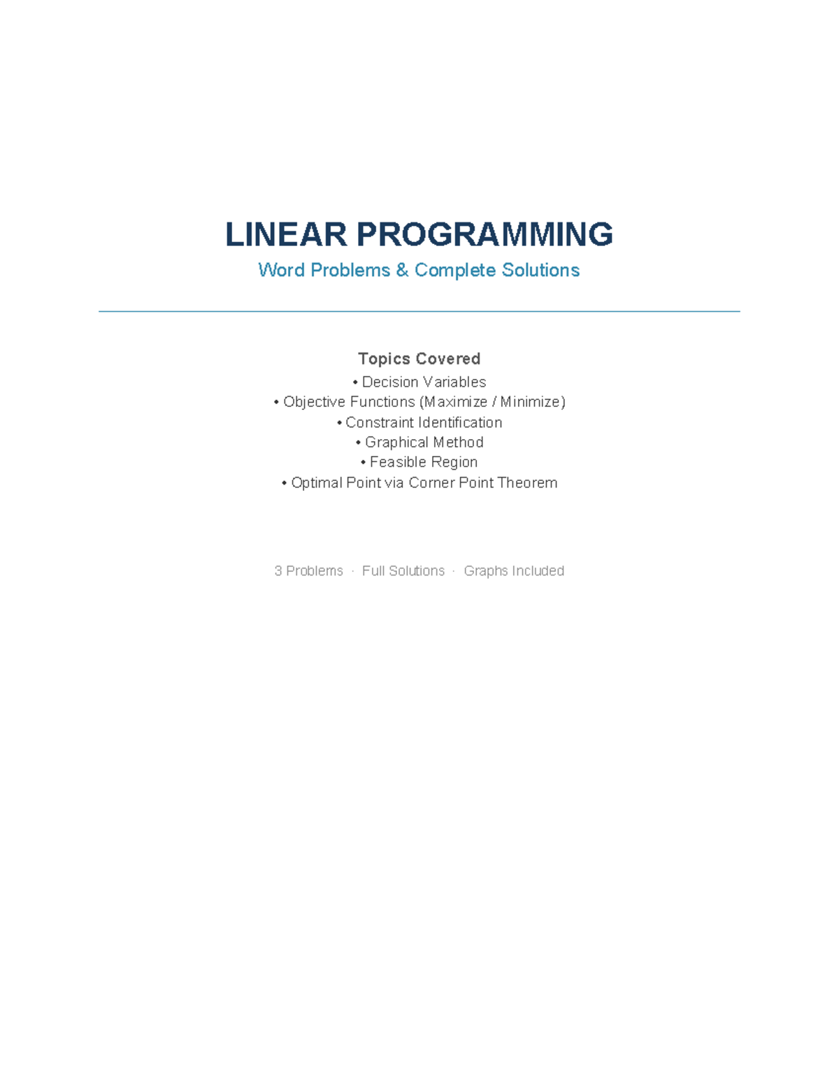 Linear Programming (LP) Word Problems: Complete Solutions & Graphs ...