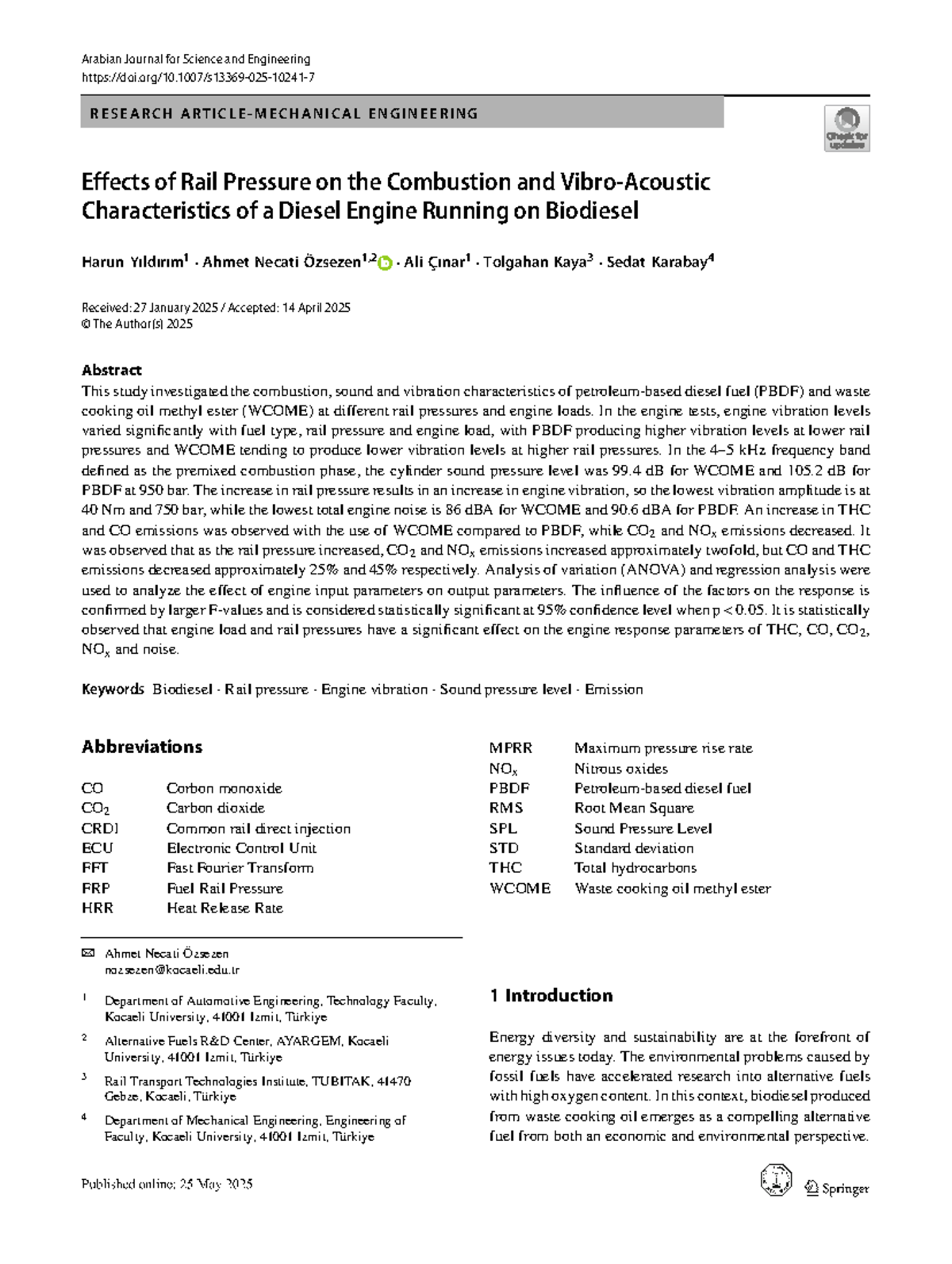 S13369 - Effects of Rail Pressure on Diesel Engine Performance with ...