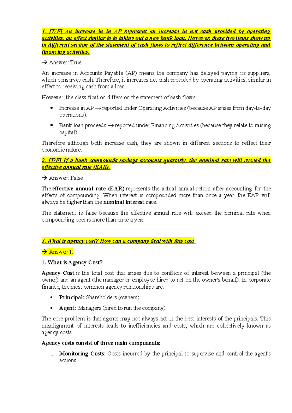 Final Exam Study Guide for FM - Key Concepts and Analysis - Studocu