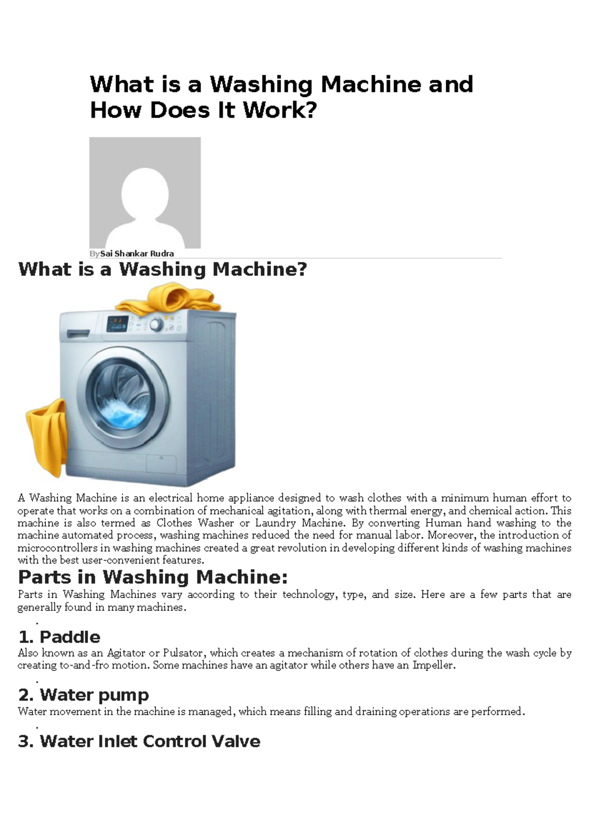 Washing Machines - Overview and Functionality Notes - Studocu