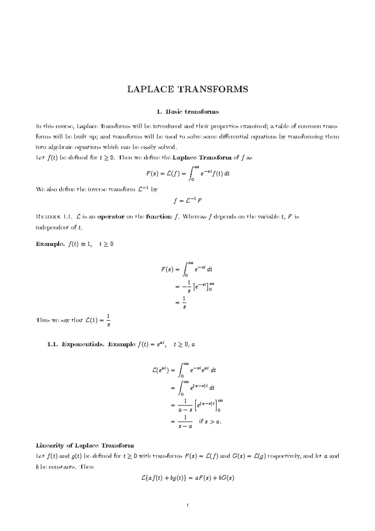 Laplace Transform Concepts (Course Code: LT 07) - Comprehensive Notes ...
