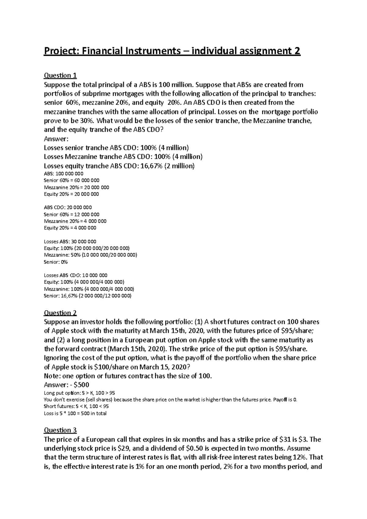 Financial Instruments - Individual Assignment 2 (Project 2) - Studeersnel