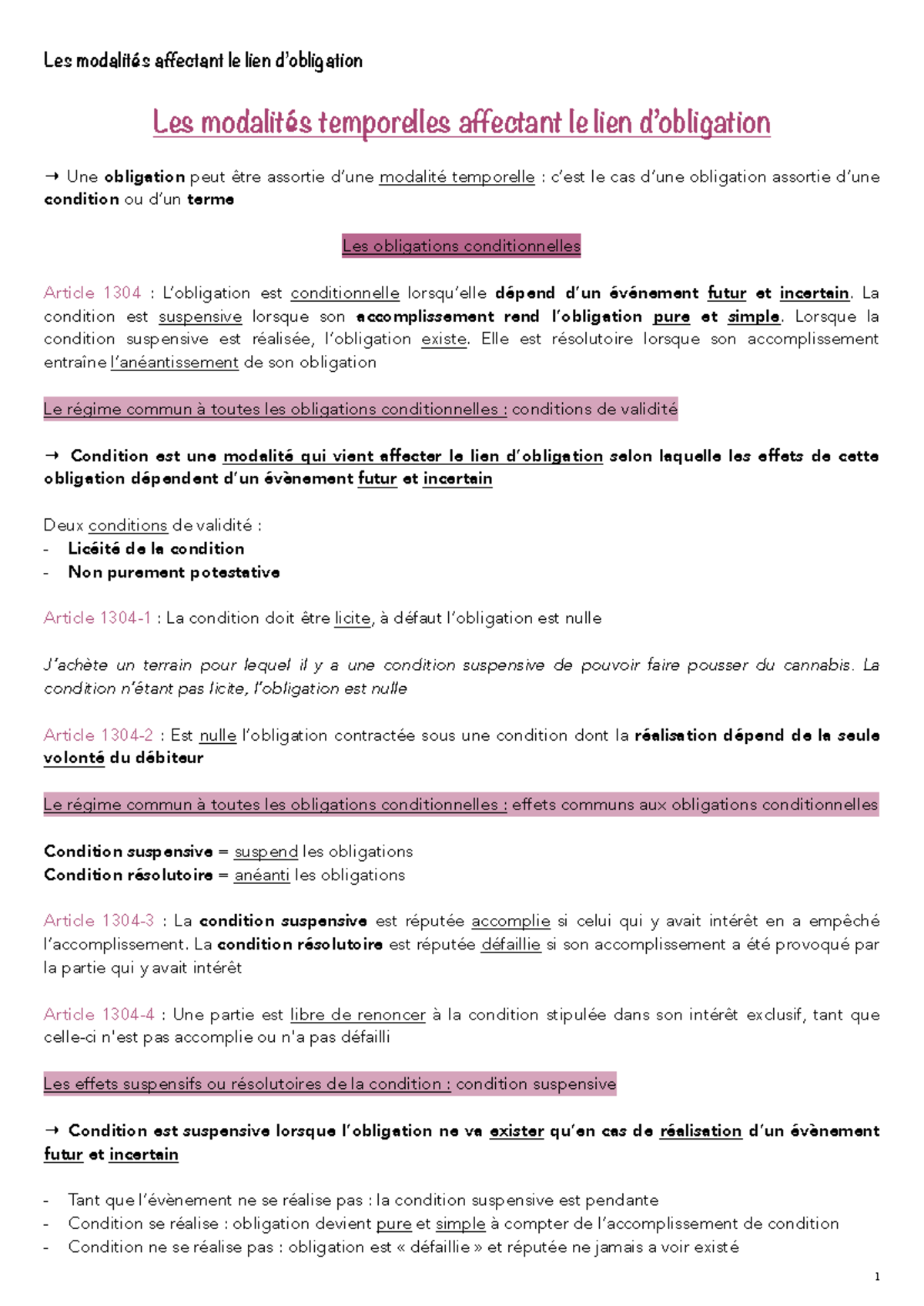 Fiches RGO - Résumé des Modalités Temporelles et Obligations - Studocu