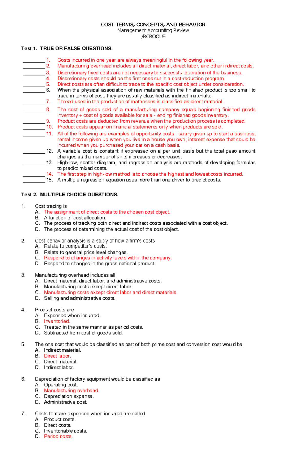 495430795 02 Cost Terms Concepts and Behavior Answer Key & Review - Studocu