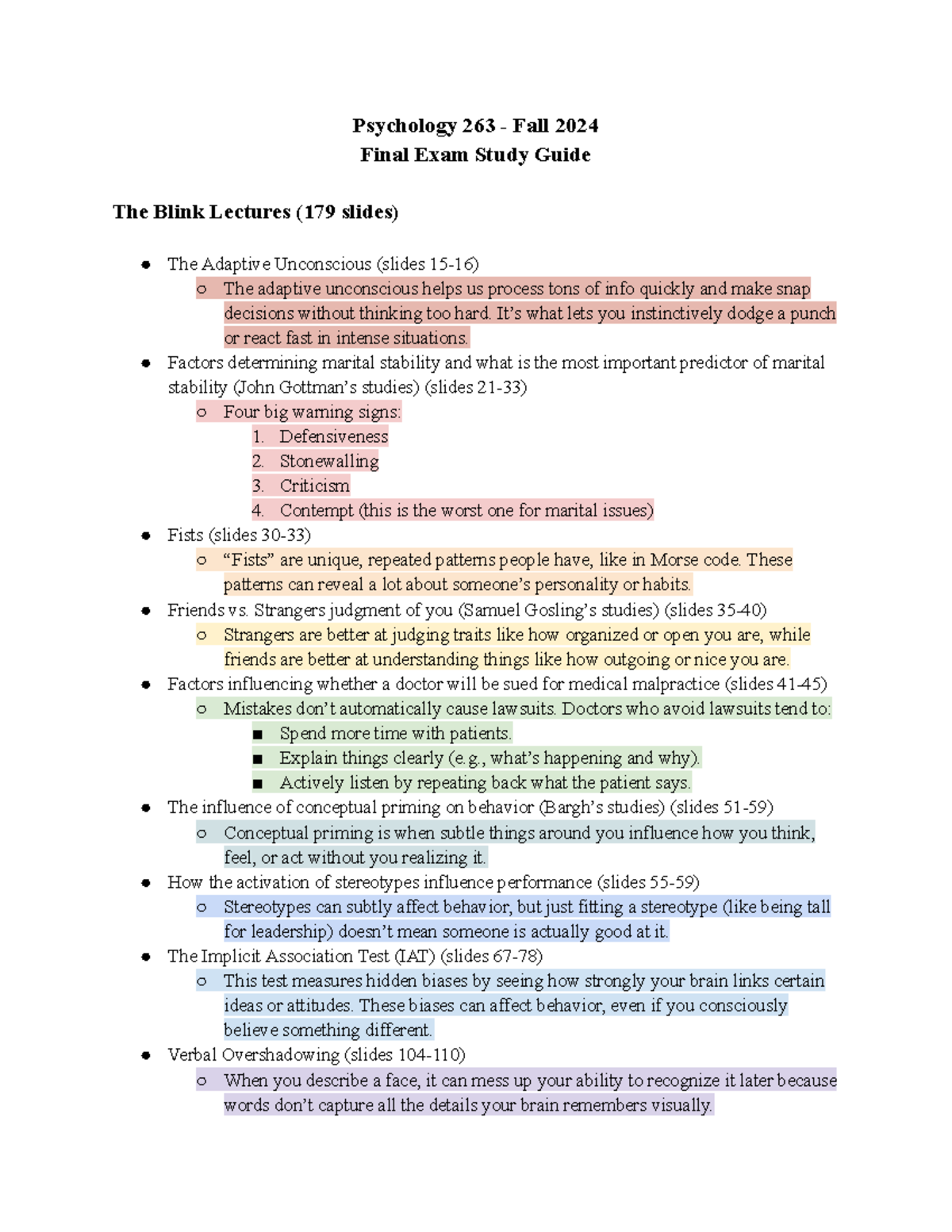 PSYC263 Final Exam Study Guide-2 - Psychology 263 - Fall 2024 Final ...