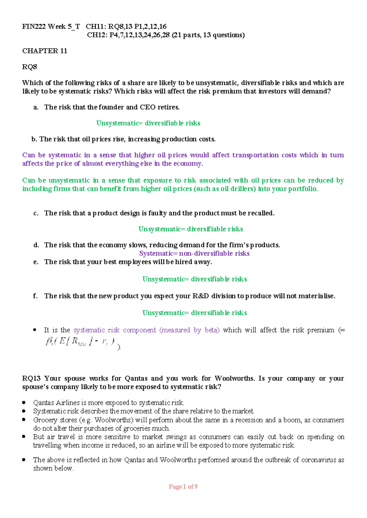 Week 5 T - Chapter 11 & 12 Question Tutorials (13 Questions, 21 Parts ...