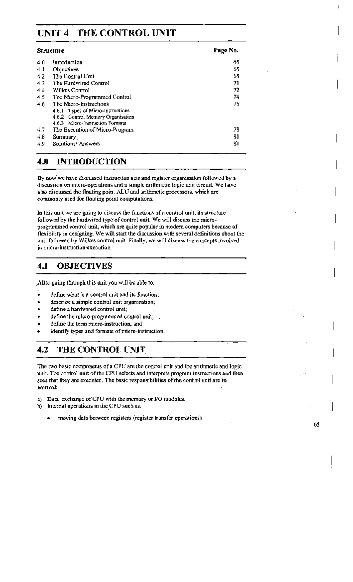 Control Unit - Lecture Notes (CS101) - Studocu