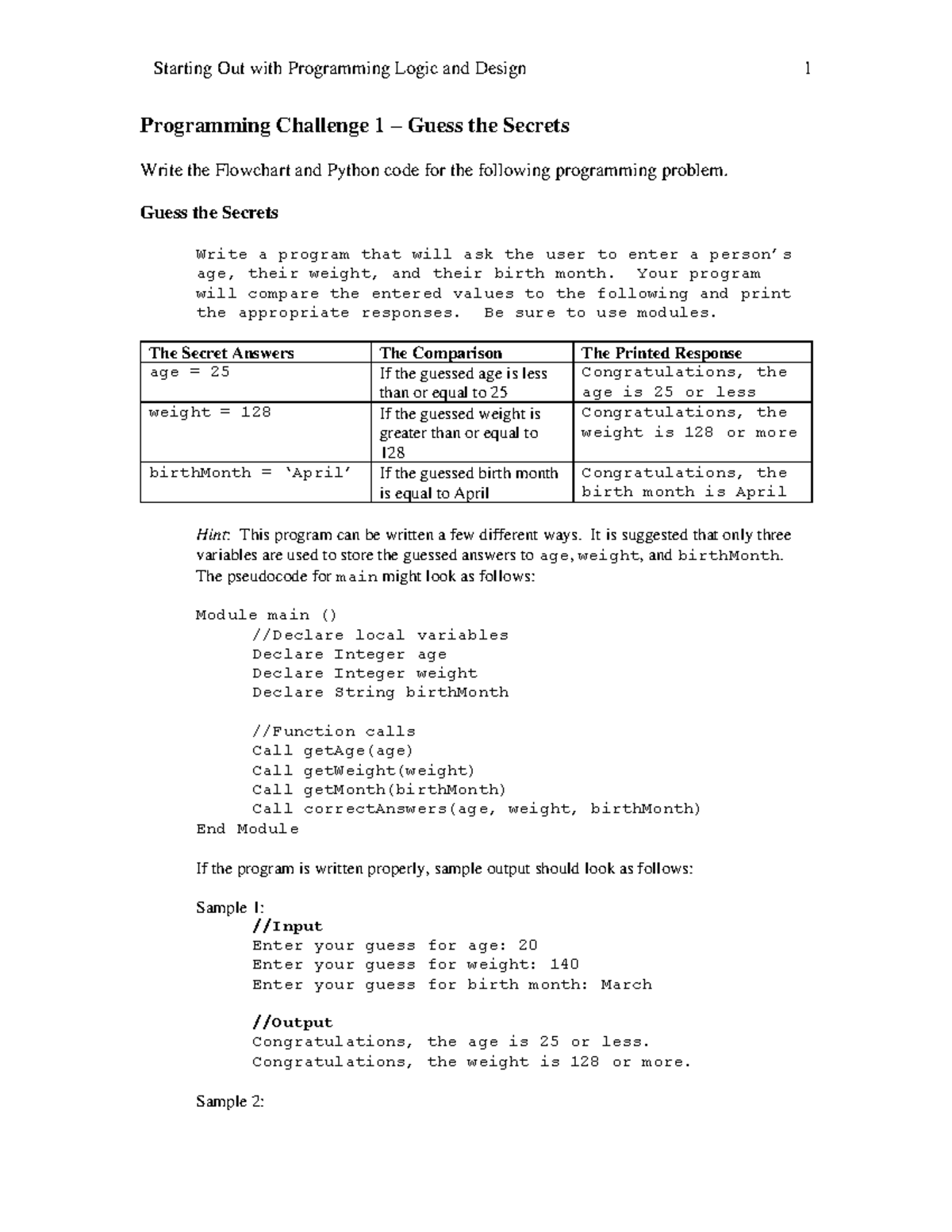 CS101 - Assignment 3 Programming Challenge: Guess the Secrets - Studocu