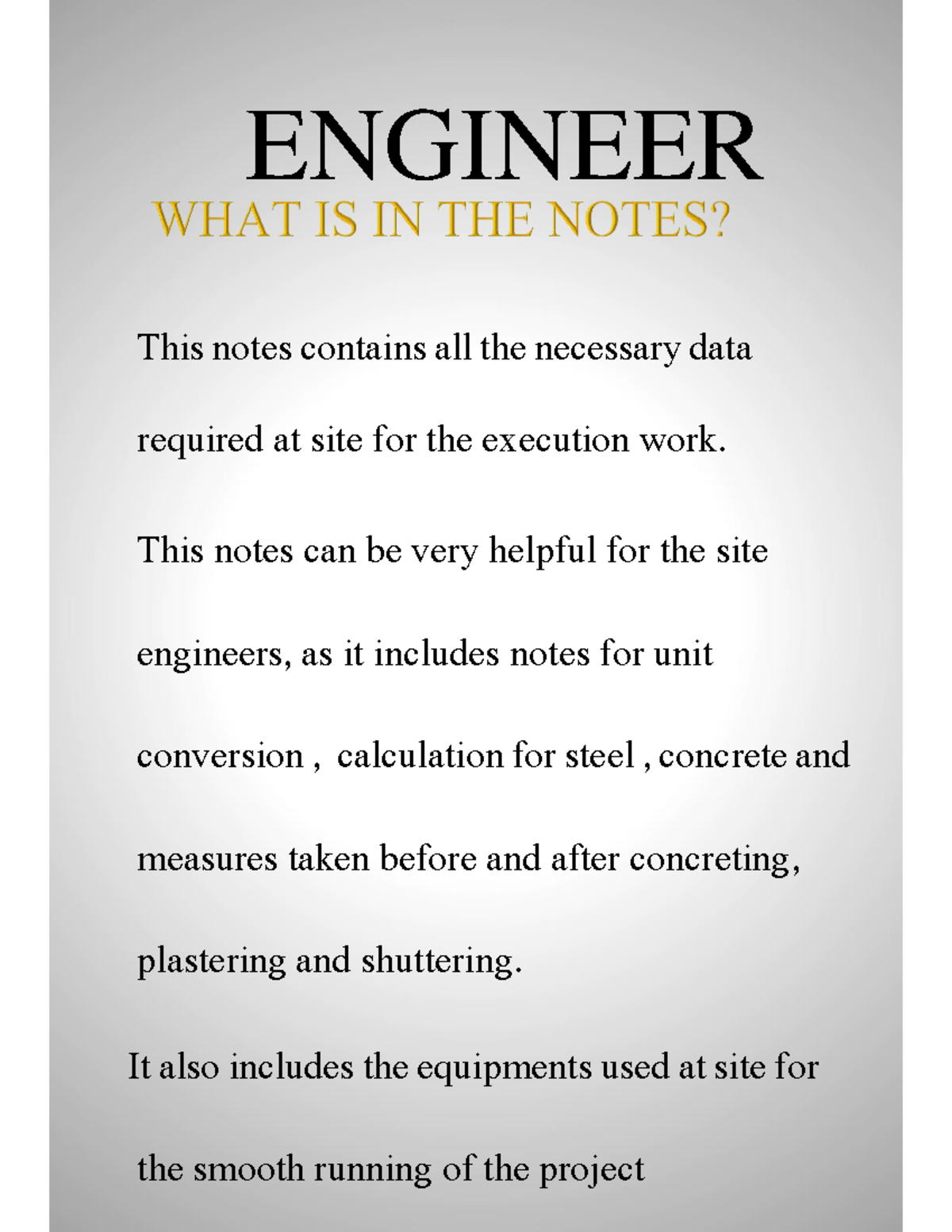 Civil Engineering Site Execution & Planning Notes - Studocu