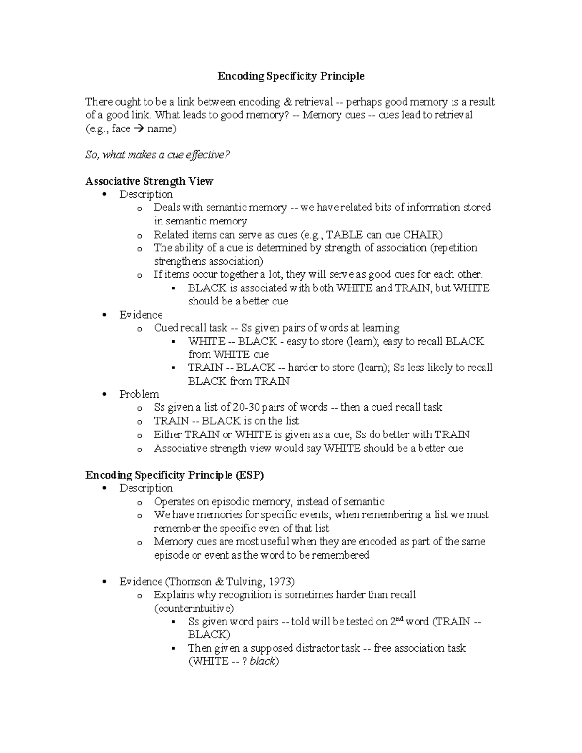 Encoding Specificity Principle and Memory Cues Explained - Encoding ...