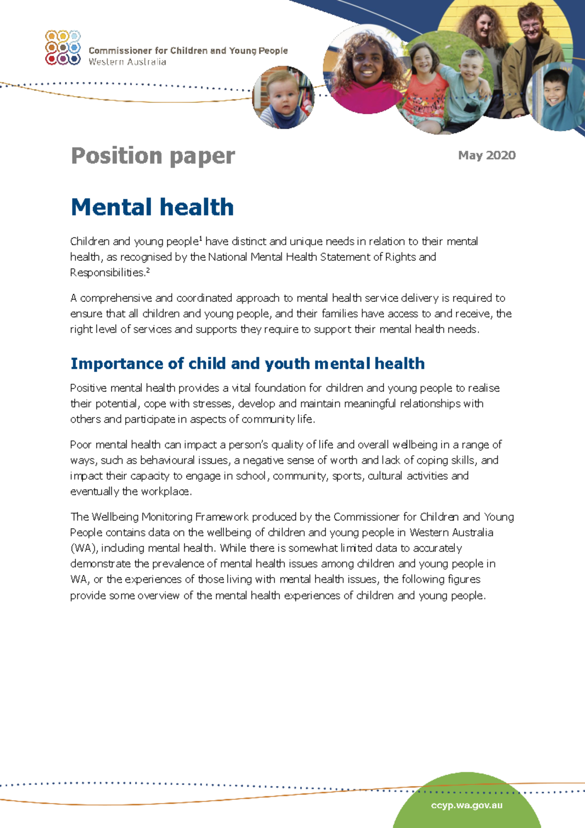Position Paper on Child & Youth Mental Health - May 2020 - Studocu