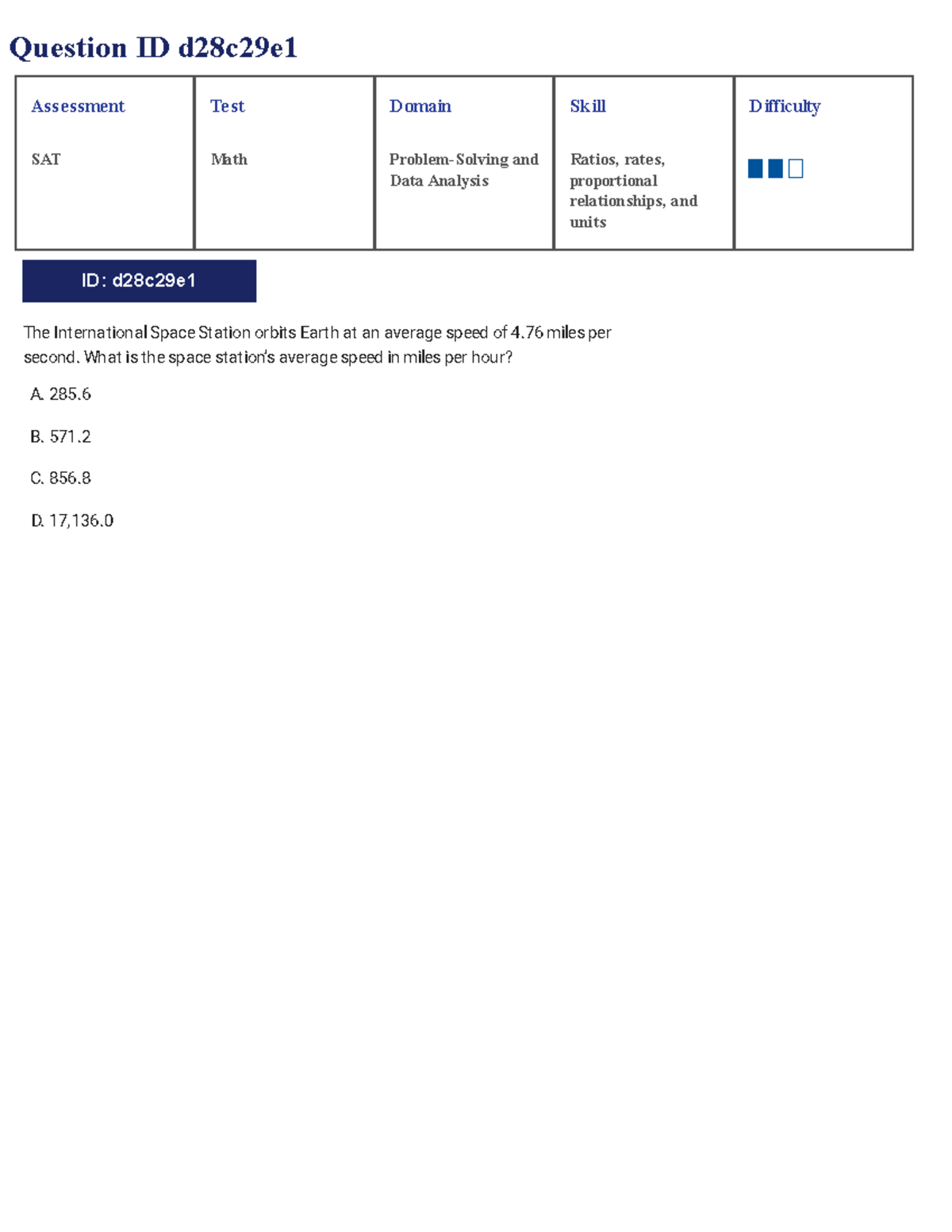 SAT Math Exercise on Rate & Unit Analysis - Studocu