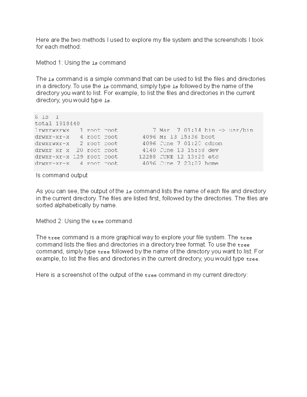 Unit 6 Written Assignment: Exploring File System with ls & tree ...