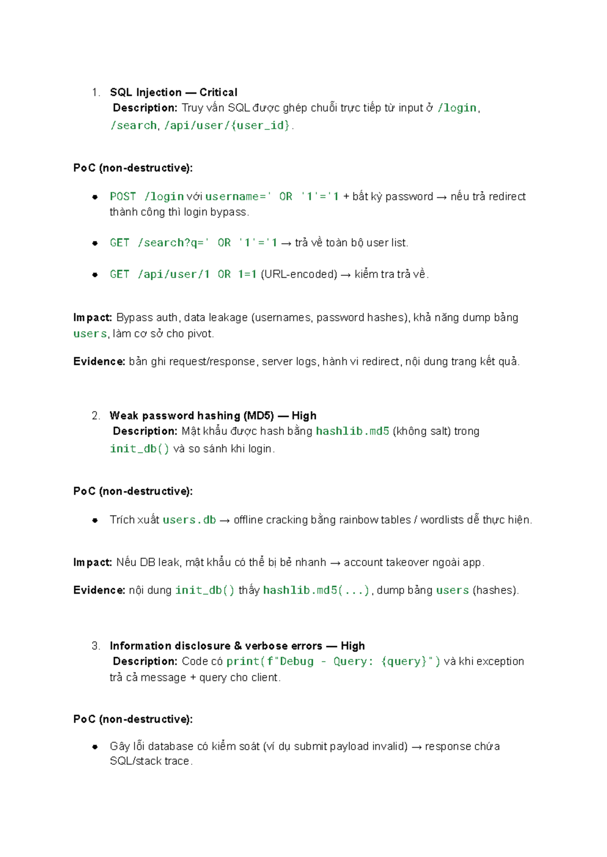 SQL Injection & Security Vulnerabilities Analysis - CS101 - Studocu